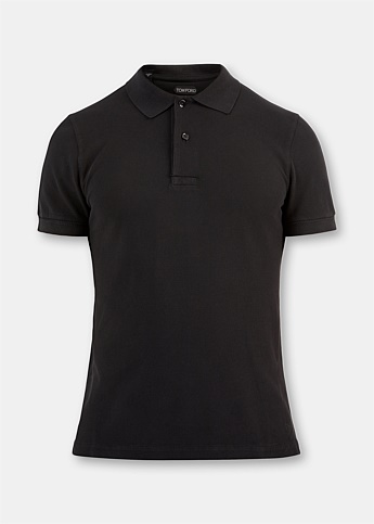 Black Garment Dyed Polo Top