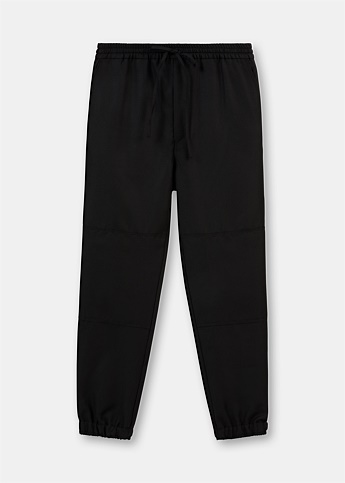 Black Tailored Wool Joggers