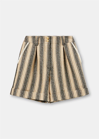 Stripe Cotton Pique Shorts