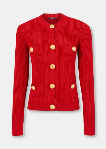 Red Button Knitted Cardigan