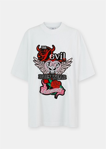 White Devil Patch Print T-Shirt