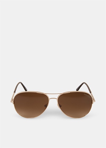 Gold Clark Aviator Sunglasses