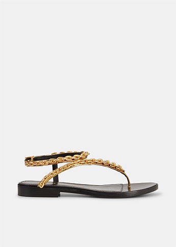Gold Metallic Chain Sandals