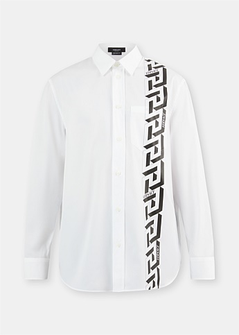 White Greca Print Shirt