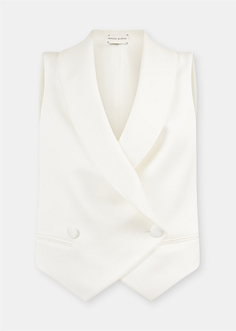 Cream Sleeveless Tuxedo Vest