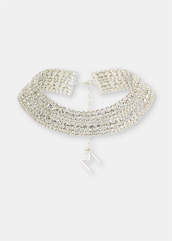 Silver Diamante Collar Necklace