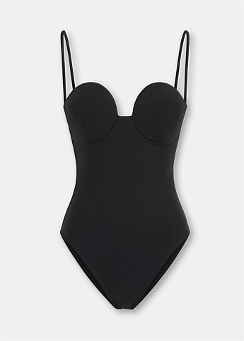 Black Retro Bustier Swimsuit