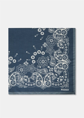 Navy Printed Cotton Scarf