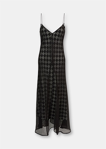 Black Checkerboard Slip Dress