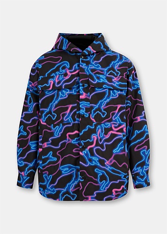 Neon Camouflage Print Hooded Jacket