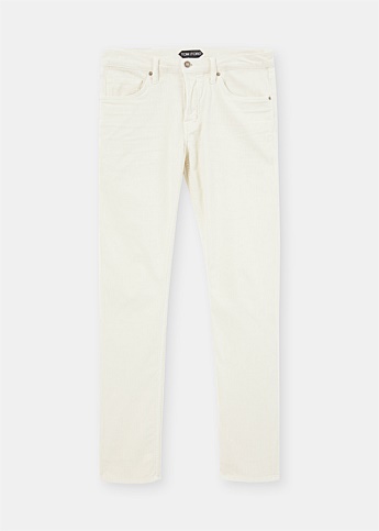 White Corduroy Slim Fit Jeans