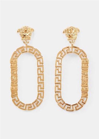 Gold Greca Hoop Earrings