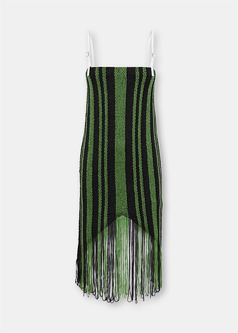 Green Fringe Midi Dress