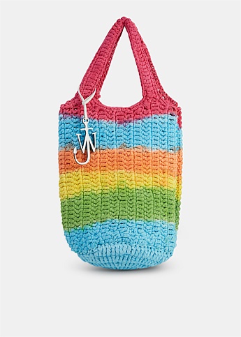 Striped Knit Shopper Tote Bag