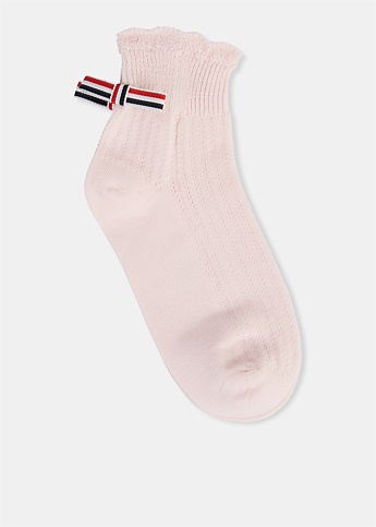 Pink Lace Bow Ankle Socks