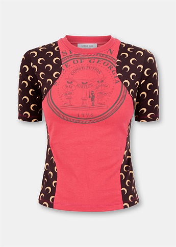 Pink Moon Print Fitted T-Shirt