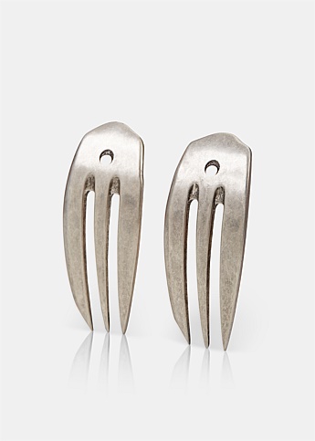 Silver Cutlery Clip Earrings