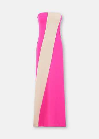 Hot Pink Diagonal Maxi Dress