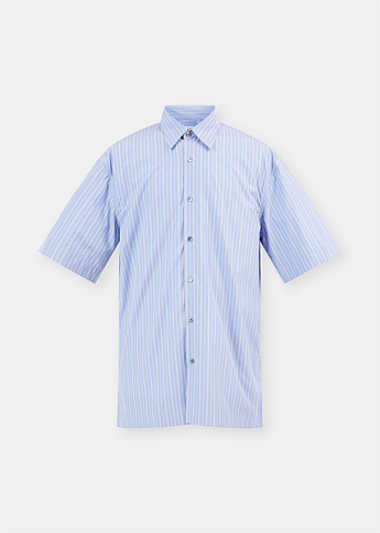 Blue Poplin Short Sleeve Shirt