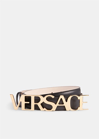 Black Versace Wide Logo Belt
