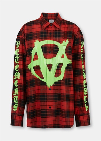 Red Anarchy Printed Flannel Shirt