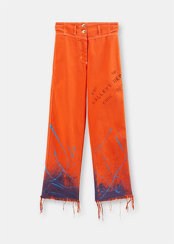 Orange Paint Splatter Jeans