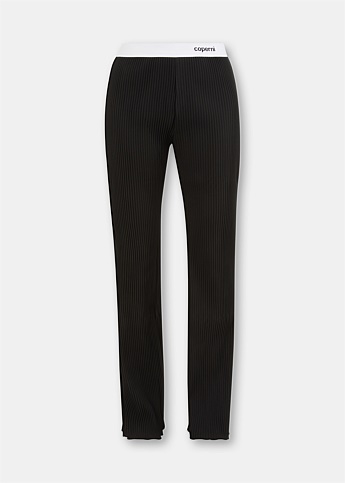 Black Pleated Flare Trousers