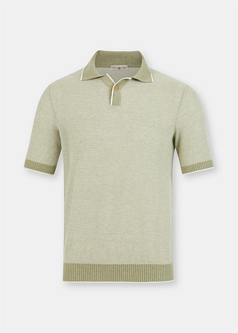 Green Knitted Polo Top