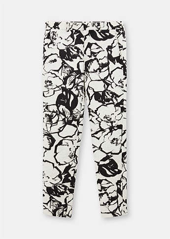 Black & White Floral Print Trousers