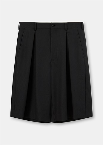 Black Formal Wool Shorts