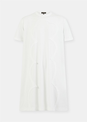 White Elongated Printed T-Shirt