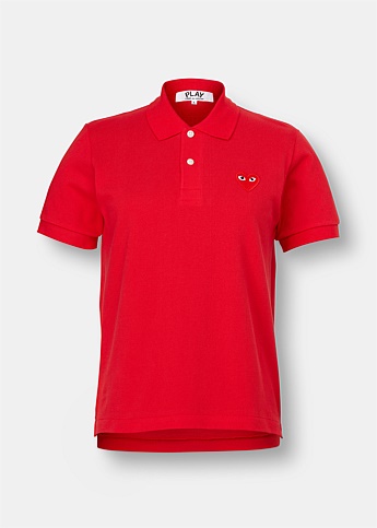 Embroidered Heart Red Polo Shirt
