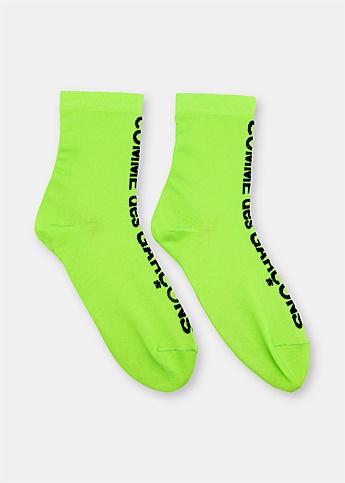 Neon Green Ribbed Logo Socks