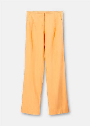 Tangerine Low-Rise Linen Trousers 