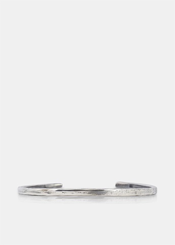 Polished Silver Textured Bracelet