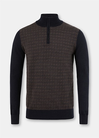 Brown Wool Zip Sweater