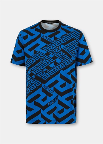 Blue La Greca Print T-Shirt