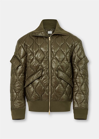Moss Quilted Flight Bomber Jacket