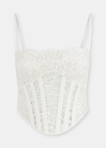Ivory Wave Lace Corset Top