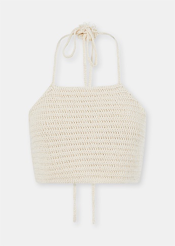 Cream Crochet Halter Neck Top