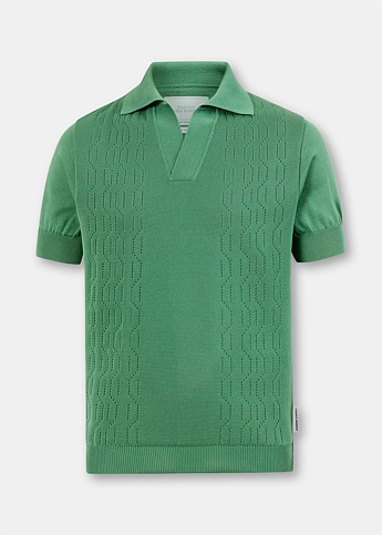 Green Gibbs Knit Polo Top