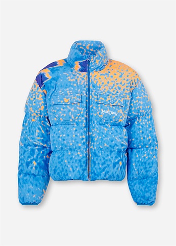 Blue Padded Printed Jacket