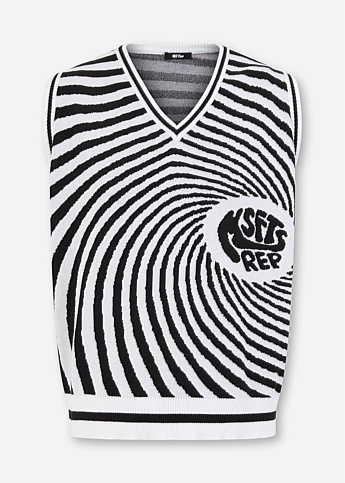 Black & White Printed Sleeveless Gilet Vest