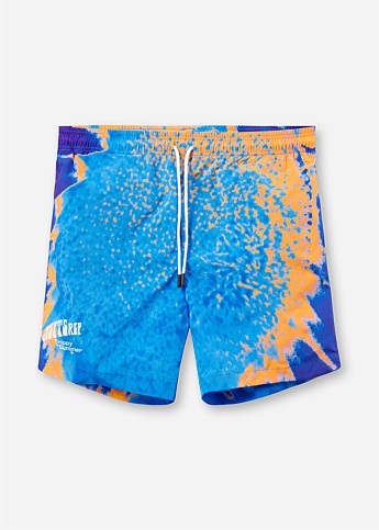 Blue Printed Swim Short