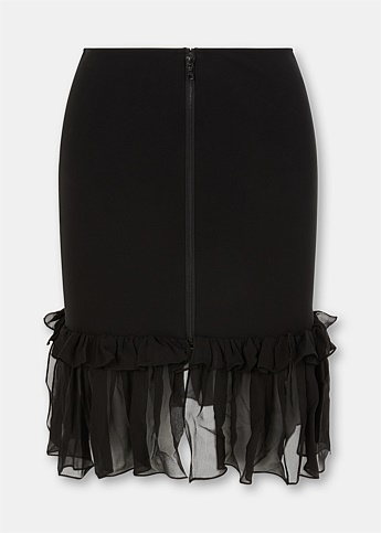 Black Frill Zip Skirt
