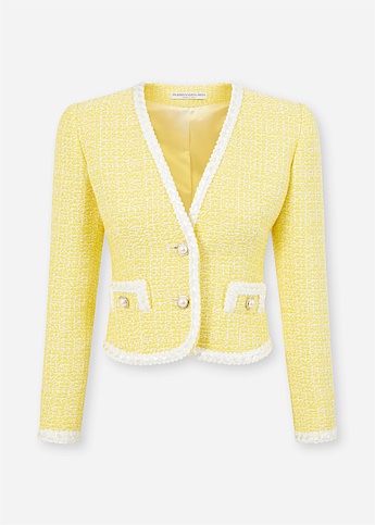 Yellow Sequin Tweed Jacket