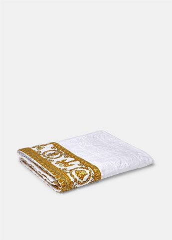 White Baroque Print Beach Towel