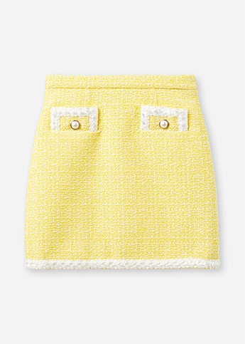 Yellow Tweed Mini Skirt