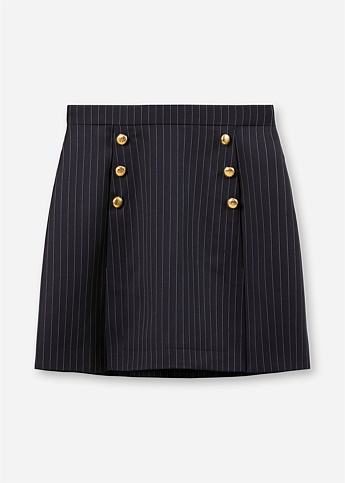 Navy Pinstripe Mini Skirt