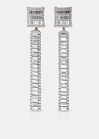 Silver Long Baguette Earrings